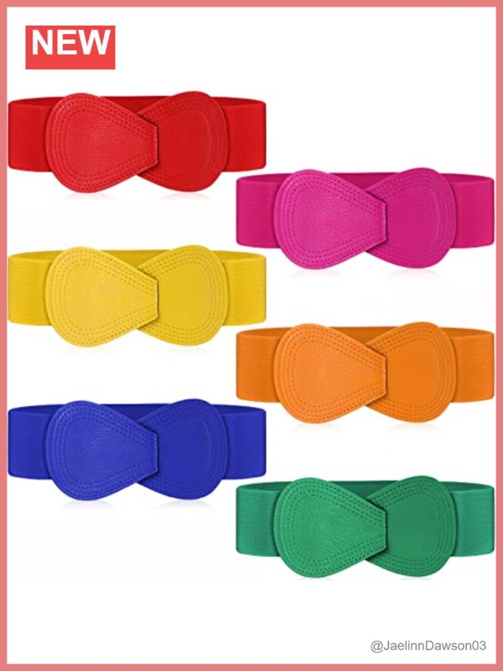 6 Pc Stretch Belt Set for Women Dresses Wide Elastic Waist Cinch Belts